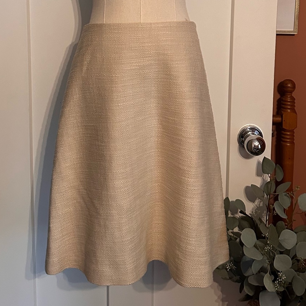 Tory Burch Denise A-line cream silk lined 8 zipper tweed textured mini skirt - Picture 3 of 15